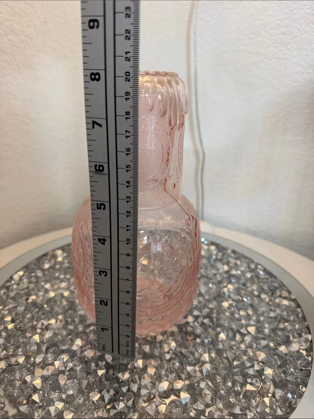 Pink Decorative Pressed Glass Vase - Unbranded